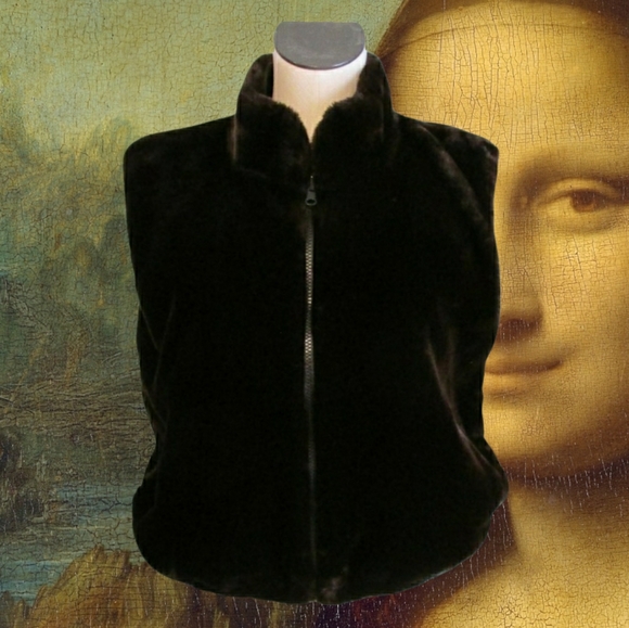 Faux Fur/ Brocade Reversible Vest - Picture 1 of 9